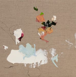 acrylic, collaged paint skins, acrylic pencil on linen board