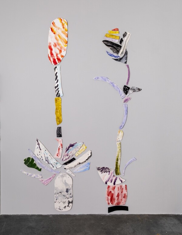 Ceramic Shapes fired and glazed, attached to wall
84” h x 60w